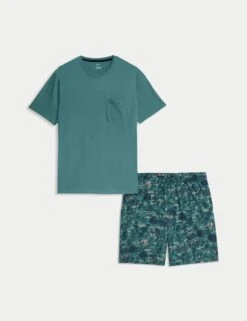 Pure Cotton Palm Print Pyjama Set -Marksandspencer Sale Store pure cotton palm print pyjama set 12