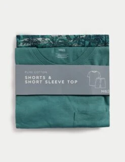Pure Cotton Palm Print Pyjama Set -Marksandspencer Sale Store pure cotton palm print pyjama set 7