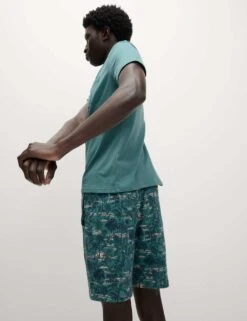 Pure Cotton Palm Print Pyjama Set -Marksandspencer Sale Store pure cotton palm print pyjama set 8
