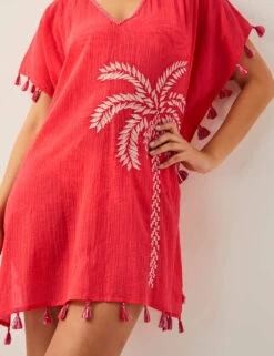 MONSOON Pure Cotton Palm Tree Embroidered Kaftan -Marksandspencer Sale Store pure cotton palm tree embroidered kaftan 9