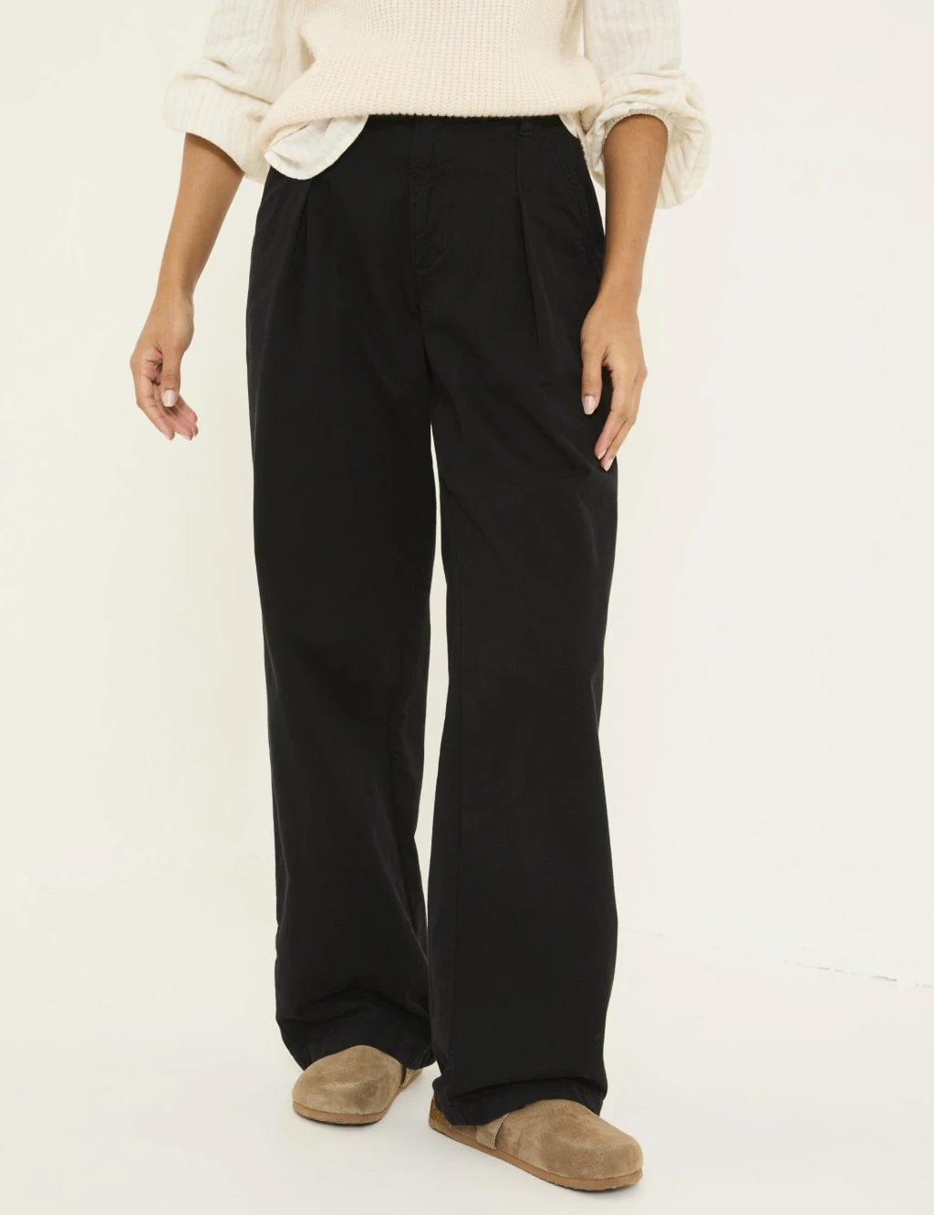 Pure Cotton Pleat Front Wide Leg Trousers 9 Pure Cotton Pleat Front Wide Leg Trousers - Image 9