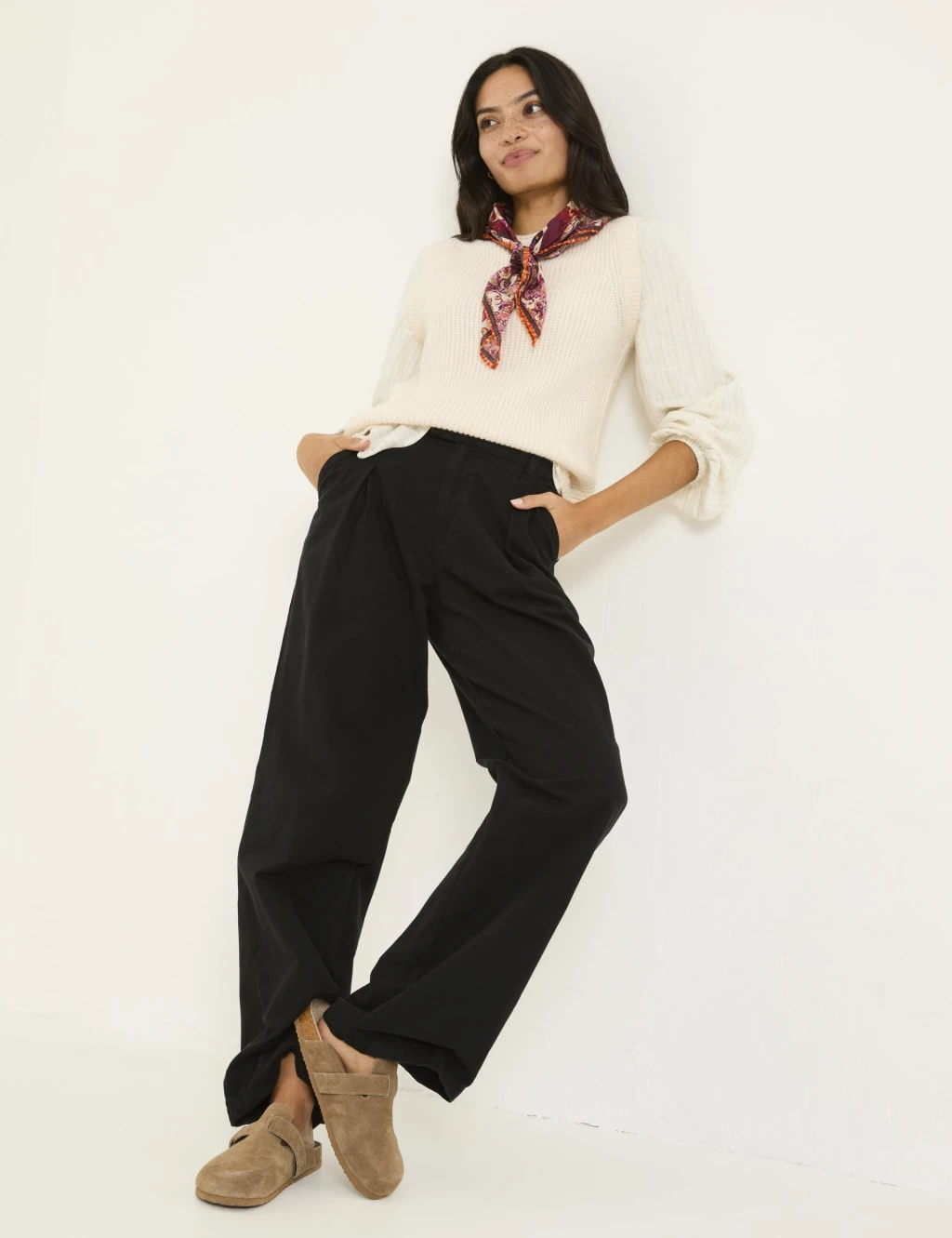 Pure Cotton Pleat Front Wide Leg Trousers 10 Pure Cotton Pleat Front Wide Leg Trousers - Image 10