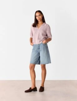 Whistles Pure Cotton Pointelle Collared V-Neck Jumper -Marksandspencer Sale Store pure cotton pointelle collared v neck jumper 6