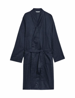 Pure Cotton Polka Dot Dressing Gown -Marksandspencer Sale Store pure cotton polka dot dressing gown