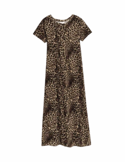 Pure Cotton Printed Midi T-Shirt Dress -Marksandspencer Sale Store pure cotton printed midi t shirt dress 1