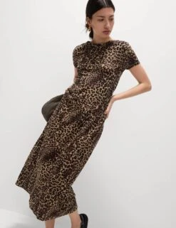 Pure Cotton Printed Midi T-Shirt Dress -Marksandspencer Sale Store pure cotton printed midi t shirt dress 13