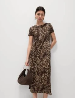 Pure Cotton Printed Midi T-Shirt Dress -Marksandspencer Sale Store pure cotton printed midi t shirt dress 15