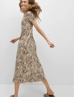 Pure Cotton Printed Midi T-Shirt Dress -Marksandspencer Sale Store pure cotton printed midi t shirt dress 7