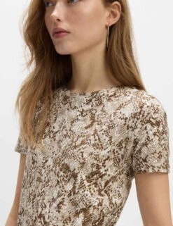 Pure Cotton Printed Midi T-Shirt Dress -Marksandspencer Sale Store pure cotton printed midi t shirt dress 9