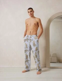 Pure Cotton Leopard Printed Pyjama Bottoms -Marksandspencer Sale Store pure cotton printed pyjama bottoms