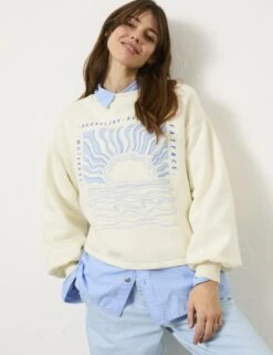 Pure Cotton Printed Slogan Sweatshirt -Marksandspencer Sale Store pure cotton printed slogan sweatshirt 8