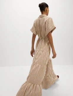 Pure Cotton Printed V-Neck Midaxi Shirt Dress -Marksandspencer Sale Store pure cotton printed v neck midaxi shirt dress 11