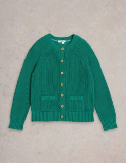 WHITE STUFF Pure Cotton Ribbed Crew Neck Cardigan -Marksandspencer Sale Store pure cotton ribbed crew neck cardigan 5