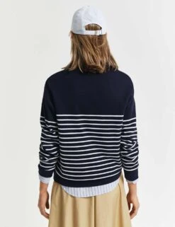 Gant Pure Cotton Ribbed Striped Sweatshirt -Marksandspencer Sale Store pure cotton ribbed striped sweatshirt 6