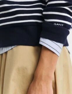 Gant Pure Cotton Ribbed Striped Sweatshirt -Marksandspencer Sale Store pure cotton ribbed striped sweatshirt 7