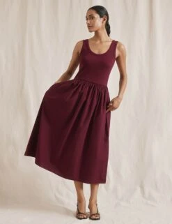 Pure Cotton Round Neck Midi Skater Dress -Marksandspencer Sale Store pure cotton round neck midi skater dress 8