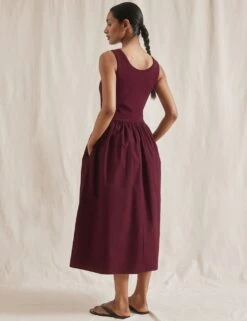 Pure Cotton Round Neck Midi Skater Dress -Marksandspencer Sale Store pure cotton round neck midi skater dress 9