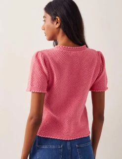 MONSOON Pure Cotton Short Sleeve Cardigan -Marksandspencer Sale Store pure cotton short sleeve cardigan 5