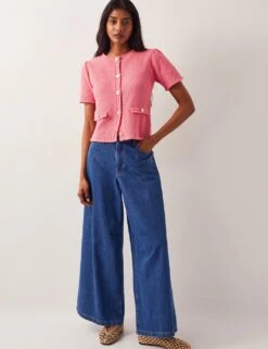 MONSOON Pure Cotton Short Sleeve Cardigan -Marksandspencer Sale Store pure cotton short sleeve cardigan 6