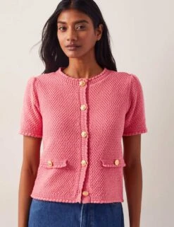 MONSOON Pure Cotton Short Sleeve Cardigan -Marksandspencer Sale Store pure cotton short sleeve cardigan 7