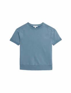 Pure Cotton Short Sleeve Sweatshirt -Marksandspencer Sale Store pure cotton short sleeve sweatshirt 1