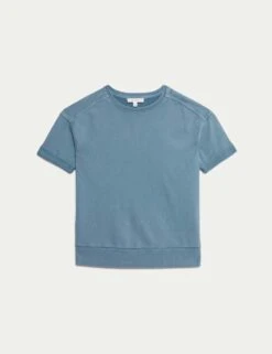 Pure Cotton Short Sleeve Sweatshirt -Marksandspencer Sale Store pure cotton short sleeve sweatshirt 10