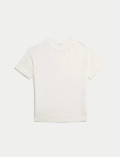 Pure Cotton Short Sleeve Sweatshirt -Marksandspencer Sale Store pure cotton short sleeve sweatshirt 5