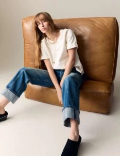 Pure Cotton Short Sleeve Sweatshirt -Marksandspencer Sale Store pure cotton short sleeve sweatshirt 6