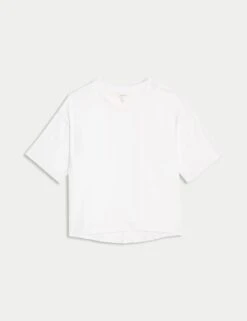 Pure Cotton Short Sleeve Boxy T-Shirt 25 Pure Cotton Short Sleeve Boxy T-Shirt -Marksandspencer Sale Store pure cotton short sleeve t shirt 1