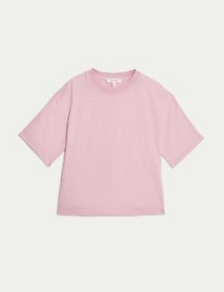 Pure Cotton Short Sleeve Boxy T-Shirt 36 Pure Cotton Short Sleeve Boxy T-Shirt -Marksandspencer Sale Store pure cotton short sleeve t shirt 10