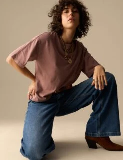 Pure Cotton Short Sleeve Boxy T-Shirt 29 Pure Cotton Short Sleeve Boxy T-Shirt -Marksandspencer Sale Store pure cotton short sleeve t shirt 4