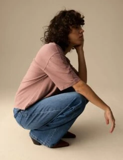 Pure Cotton Short Sleeve Boxy T-Shirt 33 Pure Cotton Short Sleeve Boxy T-Shirt -Marksandspencer Sale Store pure cotton short sleeve t shirt 7