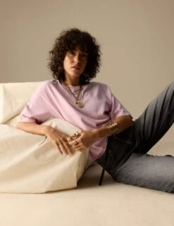 Pure Cotton Short Sleeve Boxy T-Shirt 35 Pure Cotton Short Sleeve Boxy T-Shirt -Marksandspencer Sale Store pure cotton short sleeve t shirt 9