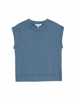 Pure Cotton Sleeveless Sweatshirt -Marksandspencer Sale Store pure cotton sleeveless sweatshirt 1