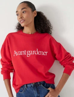 Pure Cotton Slogan Crew Neck Sweatshirt -Marksandspencer Sale Store pure cotton slogan crew neck sweatshirt 6