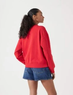 Pure Cotton Slogan Crew Neck Sweatshirt -Marksandspencer Sale Store pure cotton slogan crew neck sweatshirt 7