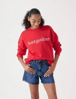 Pure Cotton Slogan Crew Neck Sweatshirt -Marksandspencer Sale Store pure cotton slogan crew neck sweatshirt 8