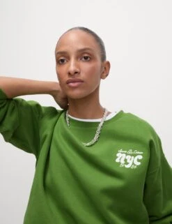 Pure Cotton Slogan Relaxed Sweatshirt -Marksandspencer Sale Store pure cotton slogan relaxed sweatshirt 12