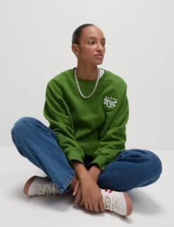 Pure Cotton Slogan Relaxed Sweatshirt -Marksandspencer Sale Store pure cotton slogan relaxed sweatshirt 13