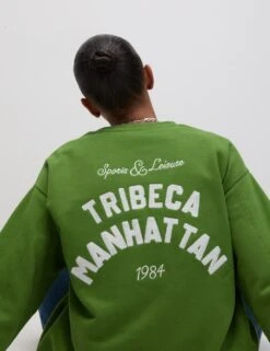 Pure Cotton Slogan Relaxed Sweatshirt -Marksandspencer Sale Store pure cotton slogan relaxed sweatshirt 15