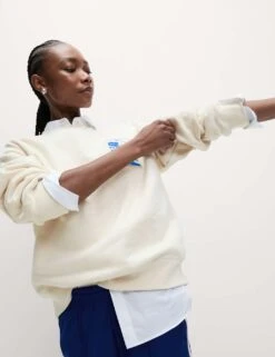 Pure Cotton Slogan Relaxed Sweatshirt -Marksandspencer Sale Store pure cotton slogan relaxed sweatshirt 9