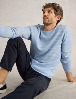 WHITE STUFF Pure Cotton Space Dye Crew Neck Jumper -Marksandspencer Sale Store pure cotton space dye crew neck jumper 10