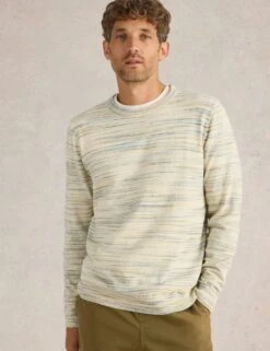 WHITE STUFF Pure Cotton Spacedye Crew Neck Jumper -Marksandspencer Sale Store pure cotton spacedye crew neck jumper 11