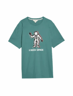 Pure Cotton Spaceman Graphic Pyjama Top -Marksandspencer Sale Store pure cotton spaceman graphic pyjama top