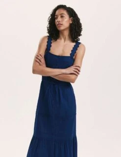 Pure Cotton Square Neck Midi Tiered Dress -Marksandspencer Sale Store pure cotton square neck midi tiered dress 3