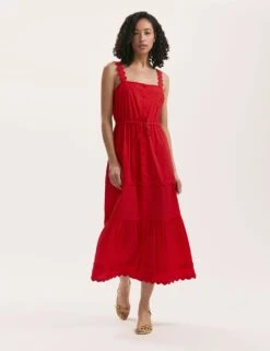 Pure Cotton Square Neck Midi Tiered Dress -Marksandspencer Sale Store pure cotton square neck midi tiered dress 6
