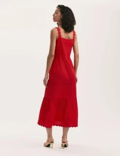 Pure Cotton Square Neck Midi Tiered Dress -Marksandspencer Sale Store pure cotton square neck midi tiered dress 9