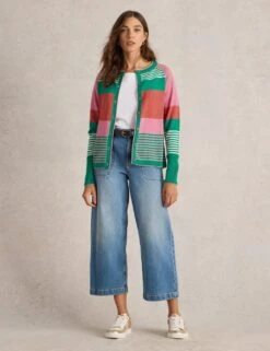 WHITE STUFF Pure Cotton Striped Cardigan -Marksandspencer Sale Store pure cotton striped cardigan 10