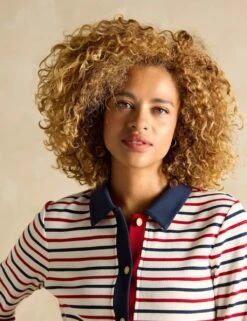 Joules Pure Cotton Striped Collared Cardigan -Marksandspencer Sale Store pure cotton striped collared cardigan 13