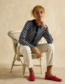 Joules Pure Cotton Striped Collared Cardigan -Marksandspencer Sale Store pure cotton striped collared cardigan 8